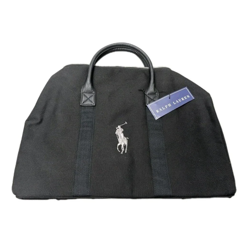 Polo Ralph Lauren Fragrances Black Canvas Duffle Bag Weekender Travel Tote NWT